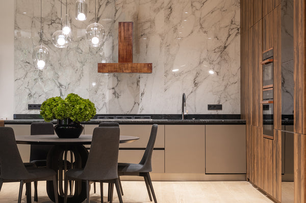 36" 735 CFM Modern Chimney Smooth Copper Wall Mounted Range Hood with Screen Filters