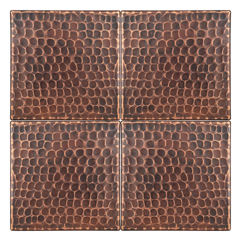 T4DBH_PKG4 - 4" x 4" Hammered Copper Tile - Quantity 4
