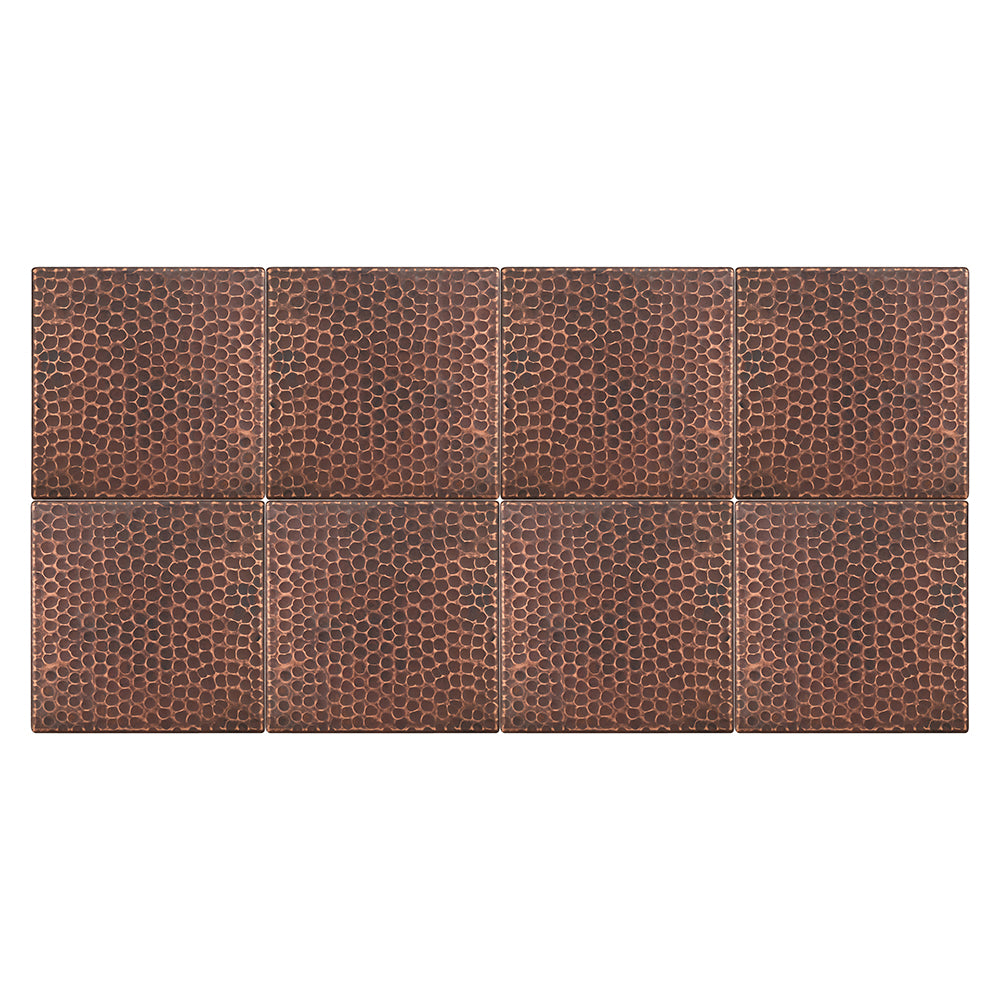 T6DBH_PKG8 - 6" x 6" Hammered Copper Tile - Quantity 8