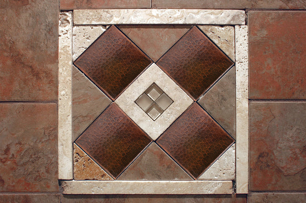 T6DBH_PKG8 - 6" x 6" Hammered Copper Tile - Quantity 8