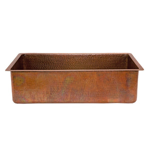 KSB33199 - 33" Antique Hammered Copper Kitchen Single Basin Sink