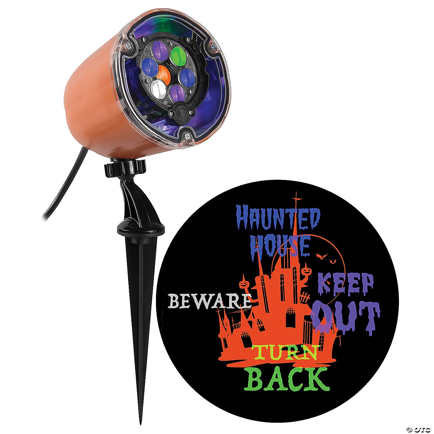 Halloween Lightshow Projection LED Haunted House with Whirling Spooky Warnings