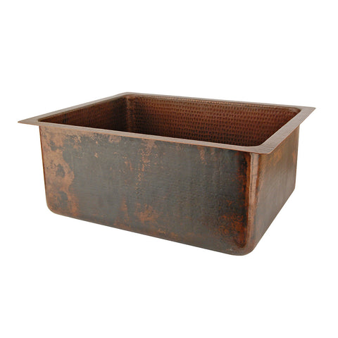 BREC20DB - 20" Hammered Copper Kitchen/Bar/Prep Single Basin Sink