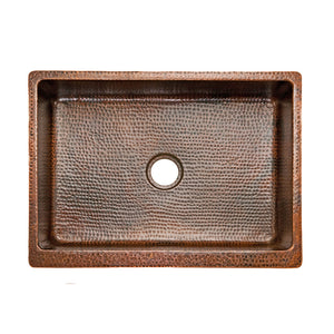 KASDB30229 - 30" Hammered Copper Kitchen Apron Single Basin Sink