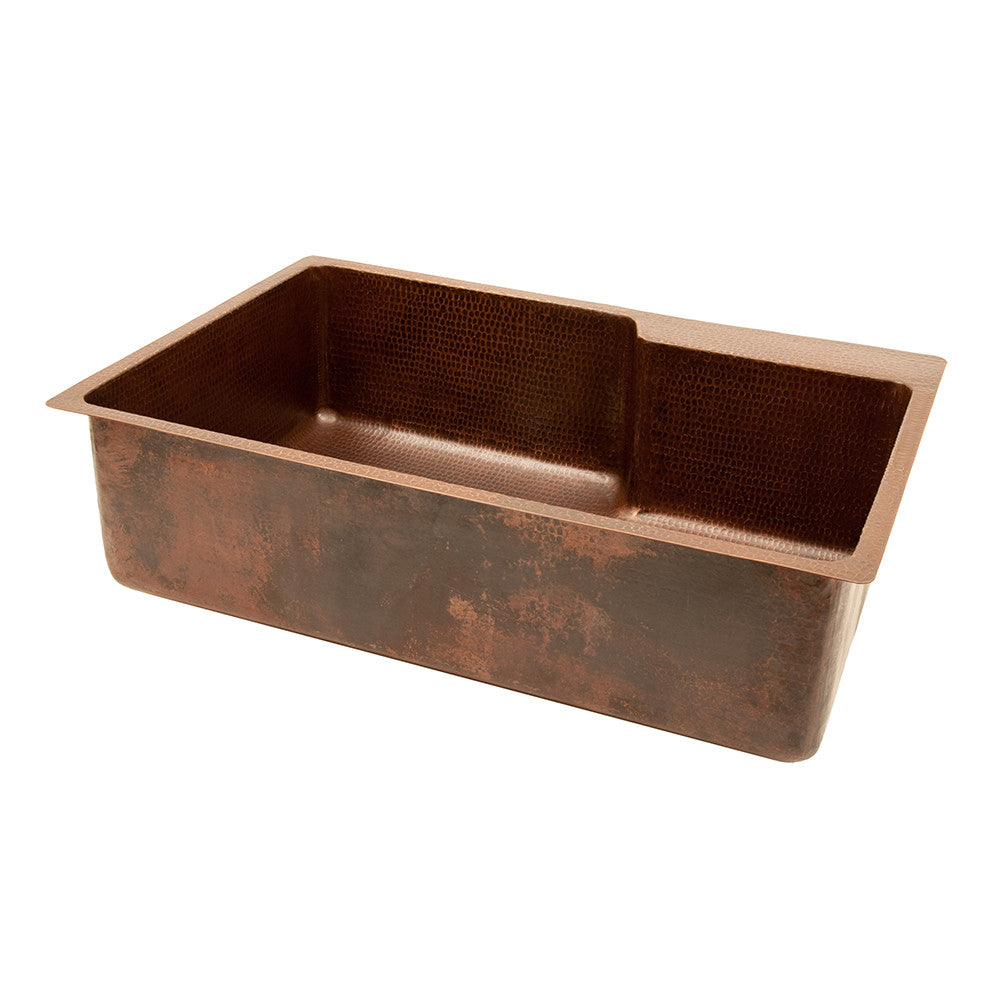 KSFDB33229 - 33" Hammered Copper Kitchen Single Basin Sink With Space For Faucet