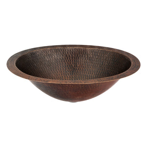 LO15FDB - 15" Oval Under Counter Hammered Copper Bathroom Sink