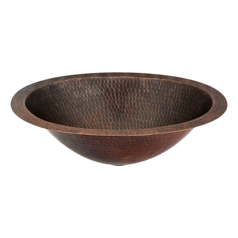 LO15FDB - 15" Oval Under Counter Hammered Copper Bathroom Sink