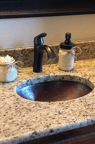 LO17FDB - Small Oval Under Counter Hammered Copper Sink