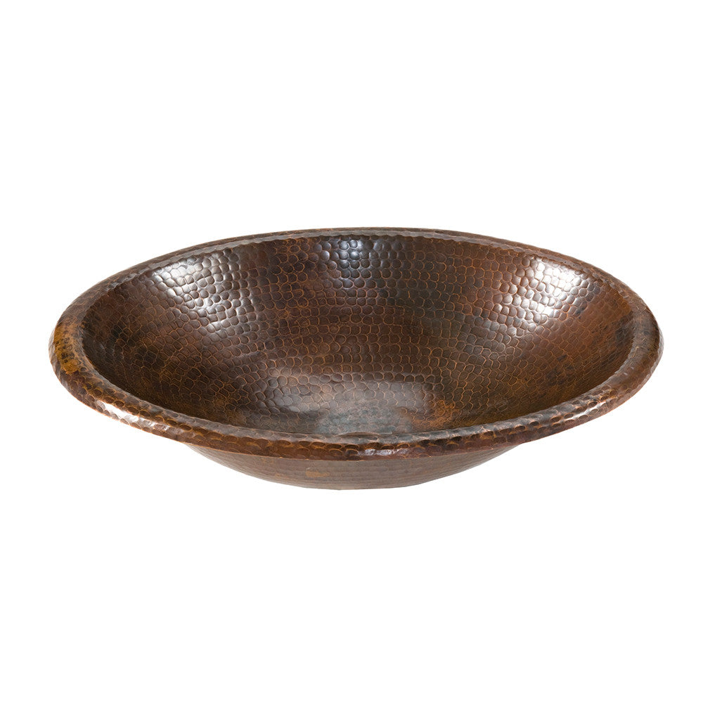 LO17RDB - Small Oval Self Rimming Hammered Copper Sink