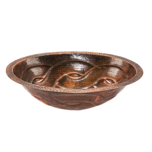 LO19FBDDB - Oval Braid Under Counter Hammered Copper Sink
