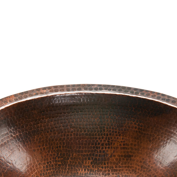 LO19FDB - Oval Under Counter Hammered Copper Bathroom Sink