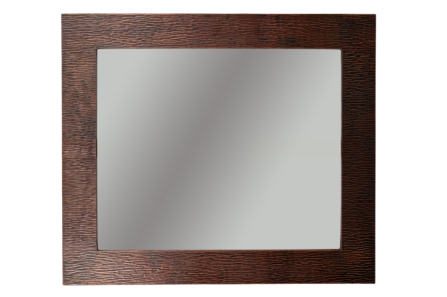 36" Hand Hammered Rectangle Copper Mirror with Tree Design