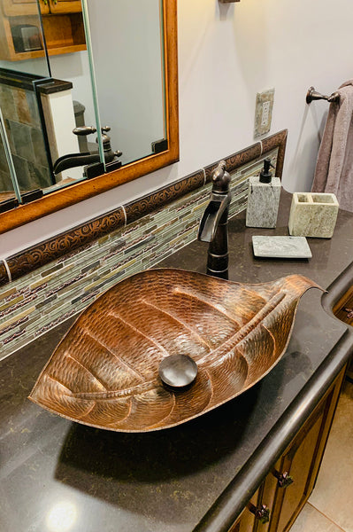 PVLFDB - Leaf Vessel Hammered Copper Sink