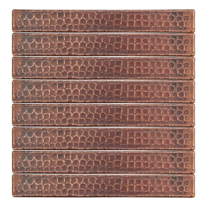 T18DBH_PKG8 - 1" x 8" Hammered Copper Tile - Quantity 8
