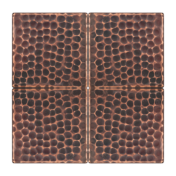 T3DBH_PKG4 - 3" x 3" Hammered Copper Tile - Quantity 4