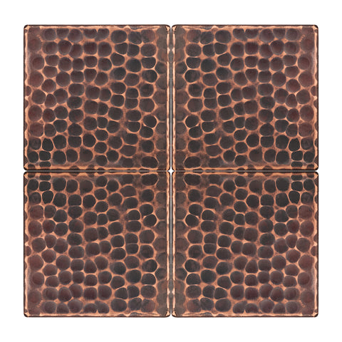 T3DBH_PKG4 - 3" x 3" Hammered Copper Tile - Quantity 4