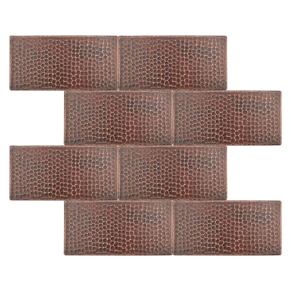 T48DBH_PKG8 - 4" x 8" Hammered Copper Tile - Quantity 8