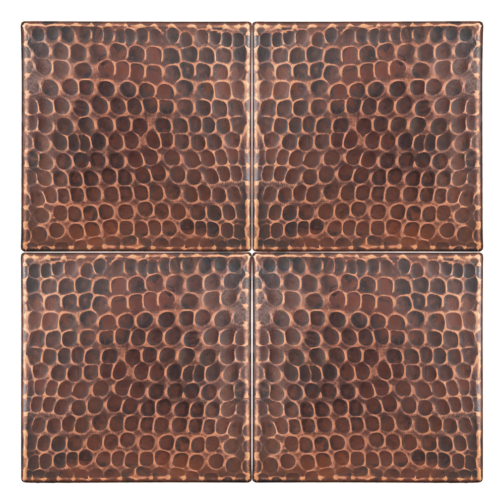 T4DBH_PKG4 - 4" x 4" Hammered Copper Tile - Quantity 4