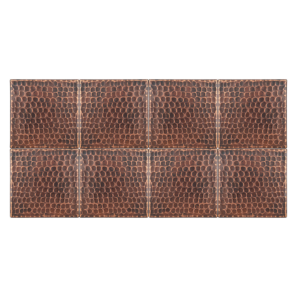 T4DBH_PKG8 - 4" x 4" Hammered Copper Tile - Quantity 8