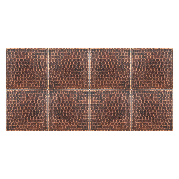 T4DBH_PKG8 - 4" x 4" Hammered Copper Tile - Quantity 8