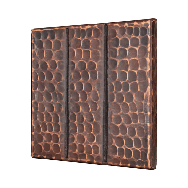 T4DBL_PKG4 - 4" x 4" Hammered Copper with Linear Tile Design - Quantity 4