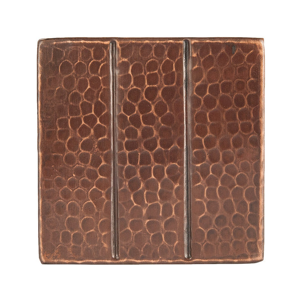 T4DBL - 4" x 4" Hammered Copper Tile with Linear Design