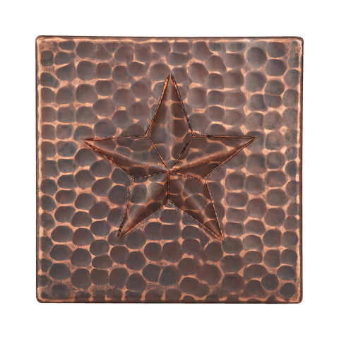 T4DBS - 4" x 4" Hammered Copper Star Tile