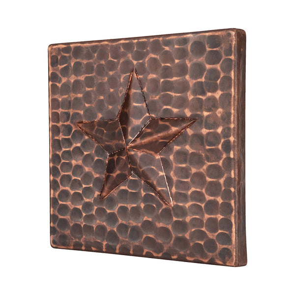 T4DBS - 4" x 4" Hammered Copper Star Tile