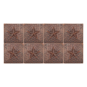 T4DBS_PKG8 - 4" x 4" Hammered Copper Star Tile - Quantity 8