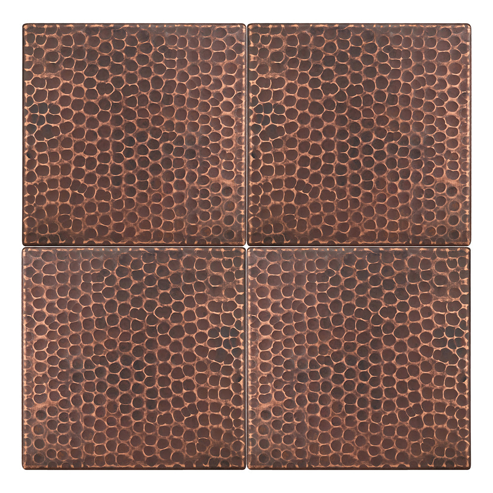 T6DBH_PKG4 - 6" x 6" Hammered Copper Tile - Quantity 4