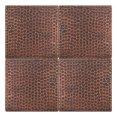 T6DBH_PKG4 - 6" x 6" Hammered Copper Tile - Quantity 4