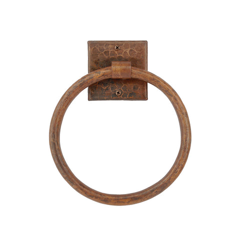 TR10DB - 10" Hand Hammered Copper Full Size Bath Towel Ring