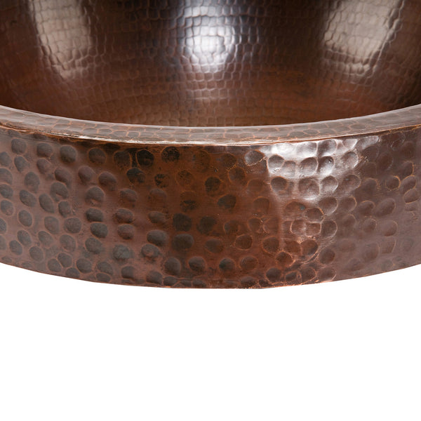 VO17SKDB - Compact Oval Skirted Vessel Hammered Copper Sink