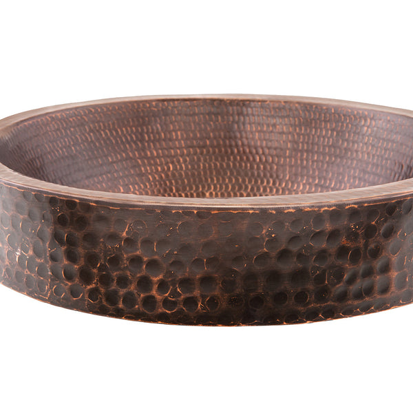 VR15SKDB - Small Round Skirted Vessel Hammered Copper Sink