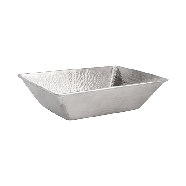 Premier Copper Products VREC17WEN - 17" Rectangle Wired Rim Vessel Hammered Copper Sink in Nickel