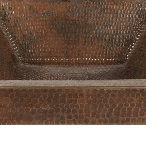 VSQ15SKDB - Square Skirted Vessel Hammered Copper Sink